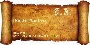 Bérdi Martin névjegykártya